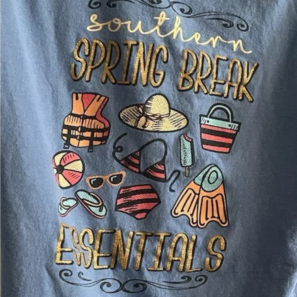 Southern Y’all Spring Break T Shirt Blue Size Medium